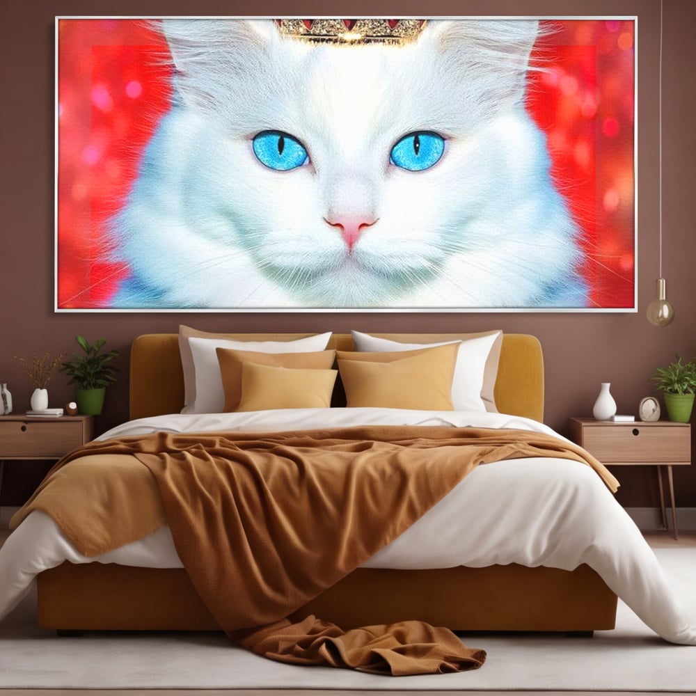 Tablou Canvas Premium, LuxCanva® M1223, Craiasa Regatului Rosu, Regina, Pisica, Coroana, Bijuterie, Stralucitor, Elegant, Nobil, Pufos, Cristal, Diamant, Lux, Birou, Living, Camera Copil