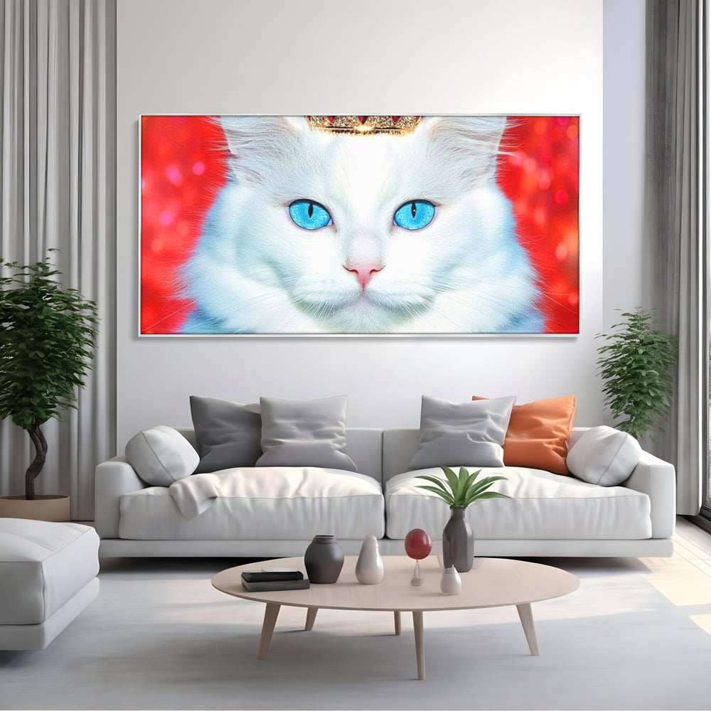 Tablou Canvas Premium, LuxCanva® M1223, Craiasa Regatului Rosu, Regina, Pisica, Coroana, Bijuterie, Stralucitor, Elegant, Nobil, Pufos, Cristal, Diamant, Lux, Birou, Living, Camera Copil