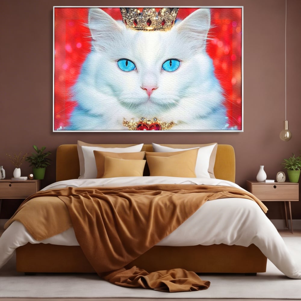 Tablou Canvas Premium, LuxCanva® M1223, Craiasa Regatului Rosu, Regina, Pisica, Coroana, Bijuterie, Stralucitor, Elegant, Nobil, Pufos, Cristal, Diamant, Lux, Birou, Living, Camera Copil