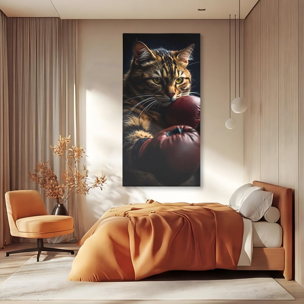 Tablou Canvas Premium, LuxCanva® M1228, Campion cu Blanita, Box, Campion, Manusi, Luptator, Motan, Duel, Victorie, Spirit, Motivational, Curaj, Birou, Living, Camera Copil