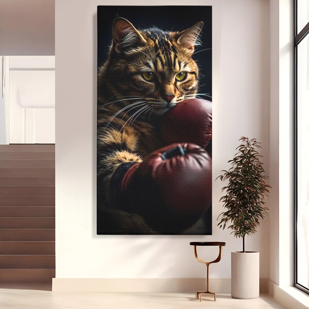 Tablou Canvas Premium, LuxCanva® M1228, Campion cu Blanita, Box, Campion, Manusi, Luptator, Motan, Duel, Victorie, Spirit, Motivational, Curaj, Birou, Living, Camera Copil