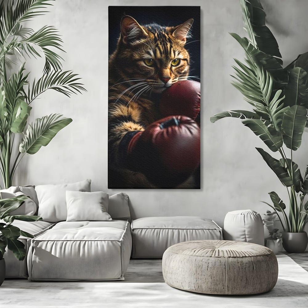 Tablou Canvas Premium, LuxCanva® M1228, Campion cu Blanita, Box, Campion, Manusi, Luptator, Motan, Duel, Victorie, Spirit, Motivational, Curaj, Birou, Living, Camera Copil