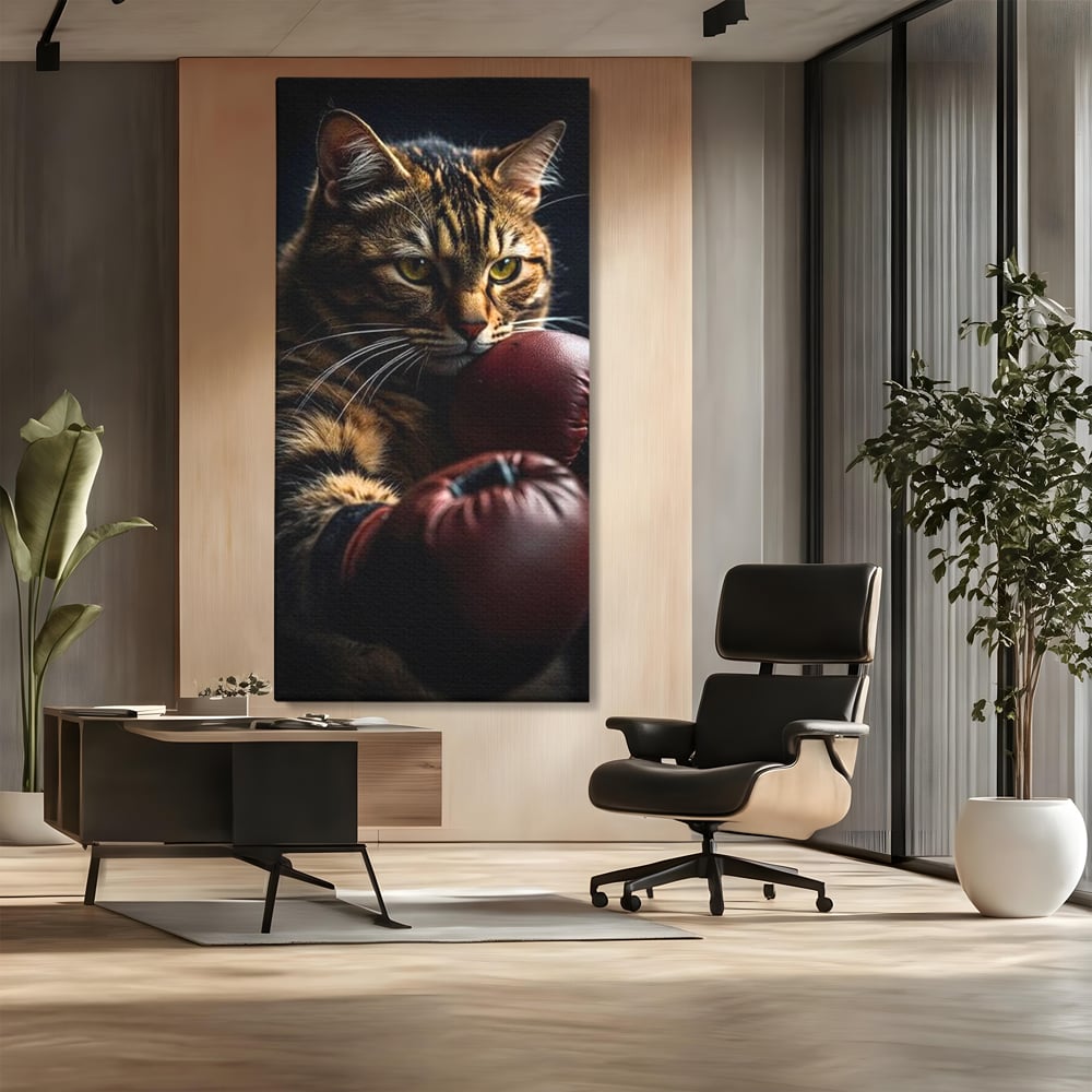 Tablou Canvas Premium, LuxCanva® M1228, Campion cu Blanita, Box, Campion, Manusi, Luptator, Motan, Duel, Victorie, Spirit, Motivational, Curaj, Birou, Living, Camera Copil