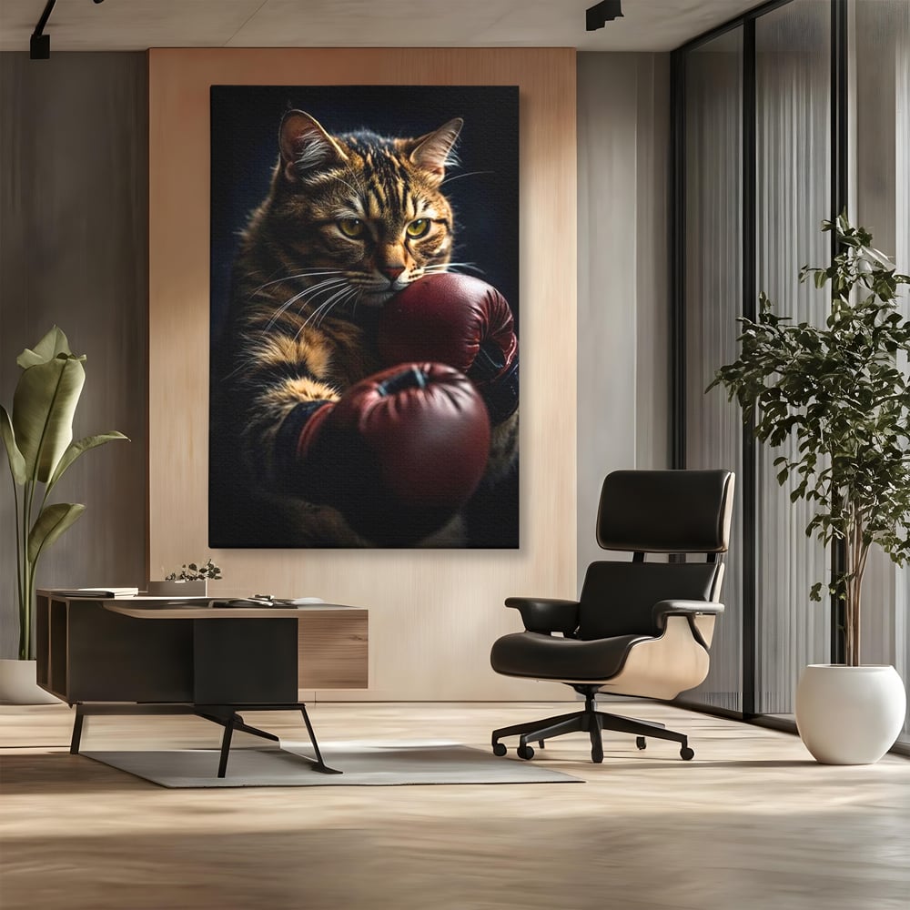 Tablou Canvas Premium, LuxCanva® M1228, Campion cu Blanita, Box, Campion, Manusi, Luptator, Motan, Duel, Victorie, Spirit, Motivational, Curaj, Birou, Living, Camera Copil
