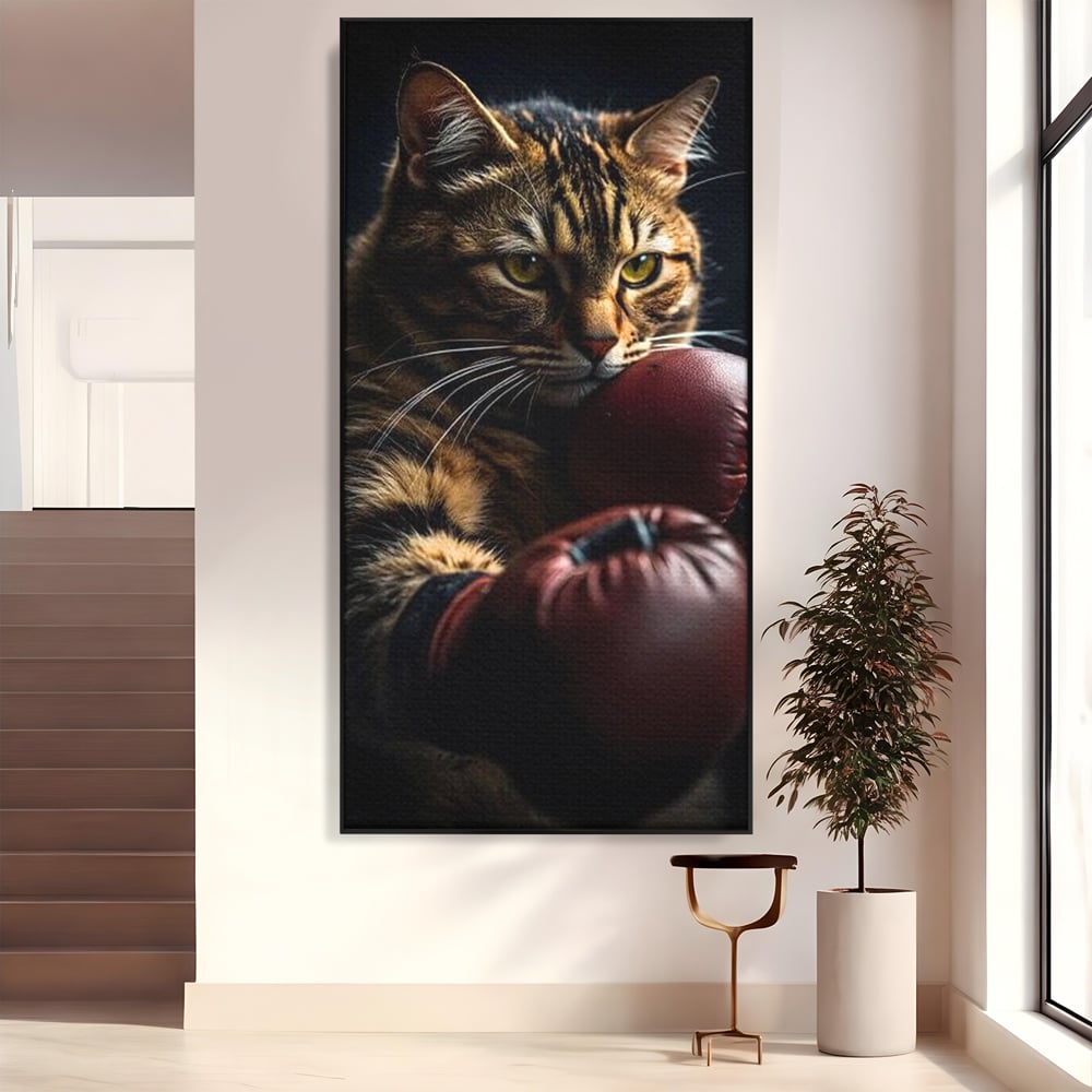 Tablou Canvas Premium, LuxCanva® M1228, Campion cu Blanita, Box, Campion, Manusi, Luptator, Motan, Duel, Victorie, Spirit, Motivational, Curaj, Birou, Living, Camera Copil
