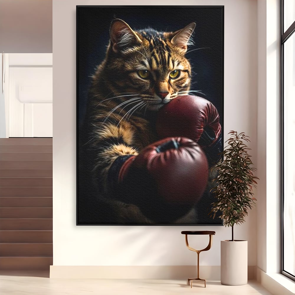 Tablou Canvas Premium, LuxCanva® M1228, Campion cu Blanita, Box, Campion, Manusi, Luptator, Motan, Duel, Victorie, Spirit, Motivational, Curaj, Birou, Living, Camera Copil