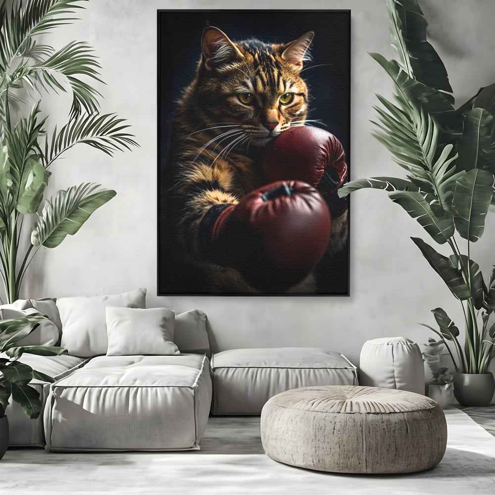 Tablou Canvas Premium, LuxCanva® M1228, Campion cu Blanita, Box, Campion, Manusi, Luptator, Motan, Duel, Victorie, Spirit, Motivational, Curaj, Birou, Living, Camera Copil