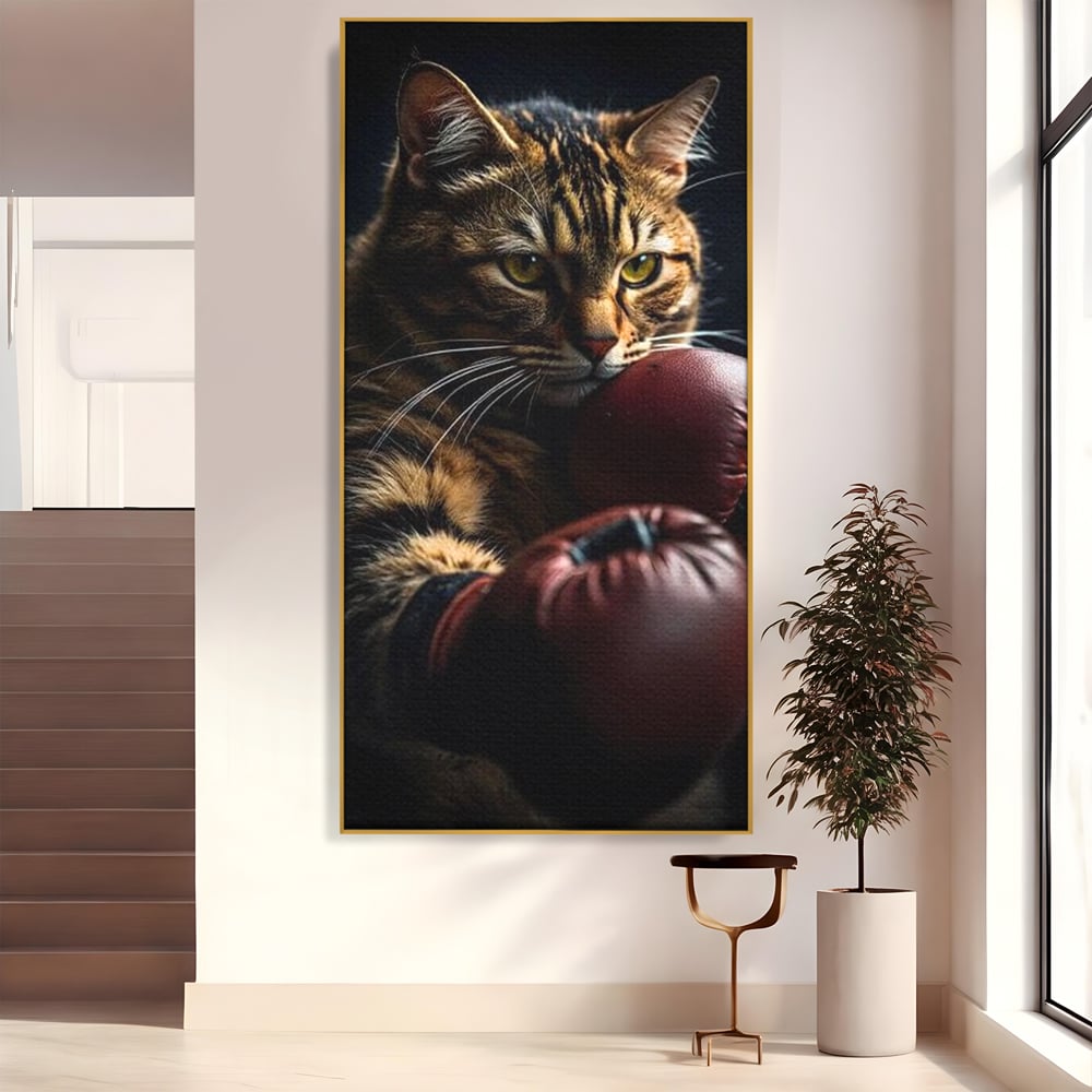Tablou Canvas Premium, LuxCanva® M1228, Campion cu Blanita, Box, Campion, Manusi, Luptator, Motan, Duel, Victorie, Spirit, Motivational, Curaj, Birou, Living, Camera Copil