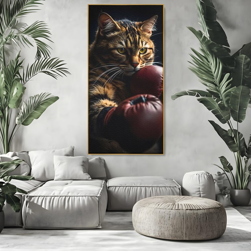 Tablou Canvas Premium, LuxCanva® M1228, Campion cu Blanita, Box, Campion, Manusi, Luptator, Motan, Duel, Victorie, Spirit, Motivational, Curaj, Birou, Living, Camera Copil