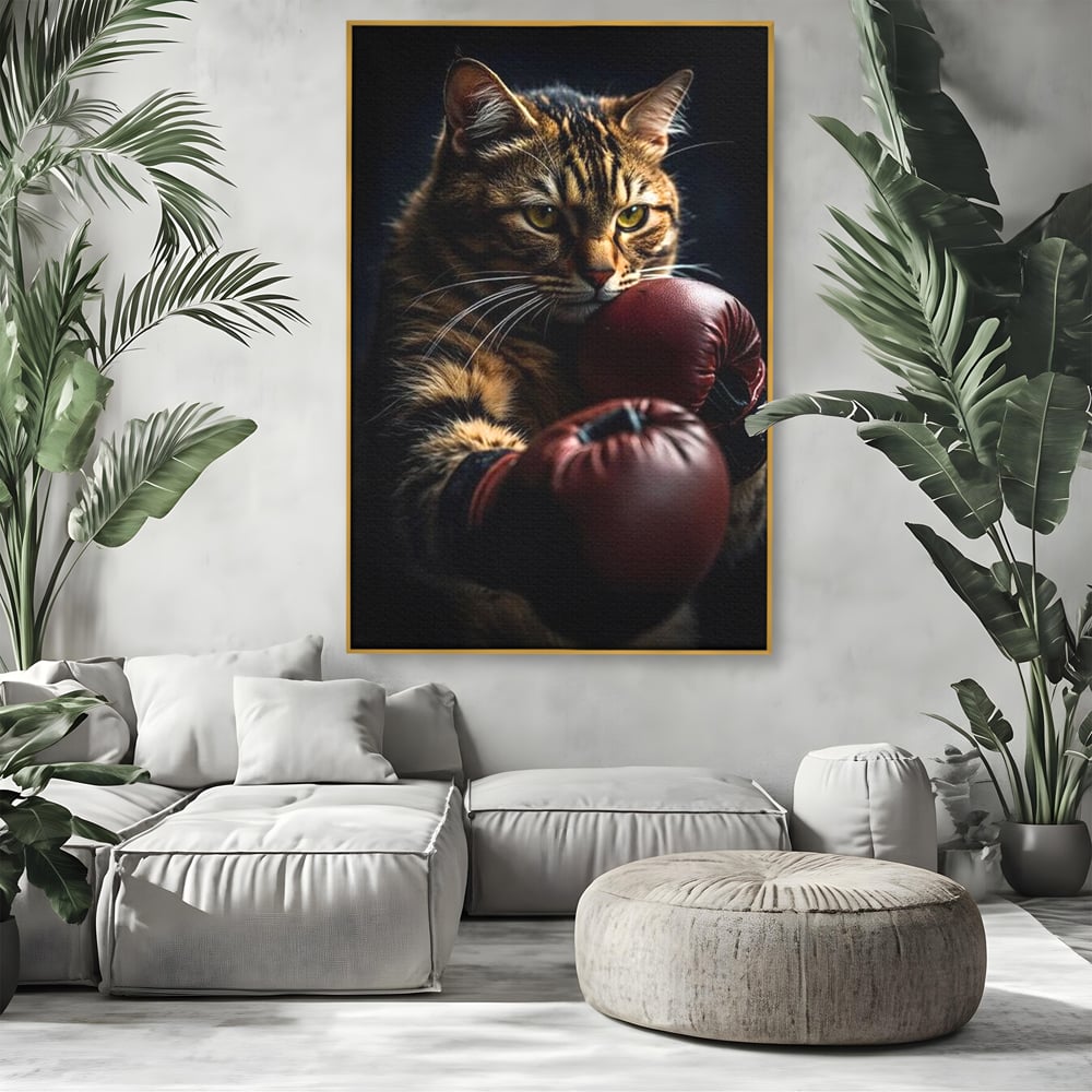Tablou Canvas Premium, LuxCanva® M1228, Campion cu Blanita, Box, Campion, Manusi, Luptator, Motan, Duel, Victorie, Spirit, Motivational, Curaj, Birou, Living, Camera Copil