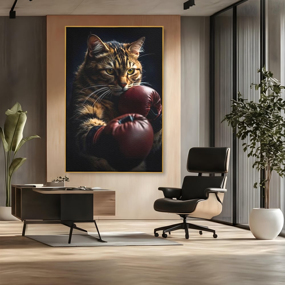 Tablou Canvas Premium, LuxCanva® M1228, Campion cu Blanita, Box, Campion, Manusi, Luptator, Motan, Duel, Victorie, Spirit, Motivational, Curaj, Birou, Living, Camera Copil