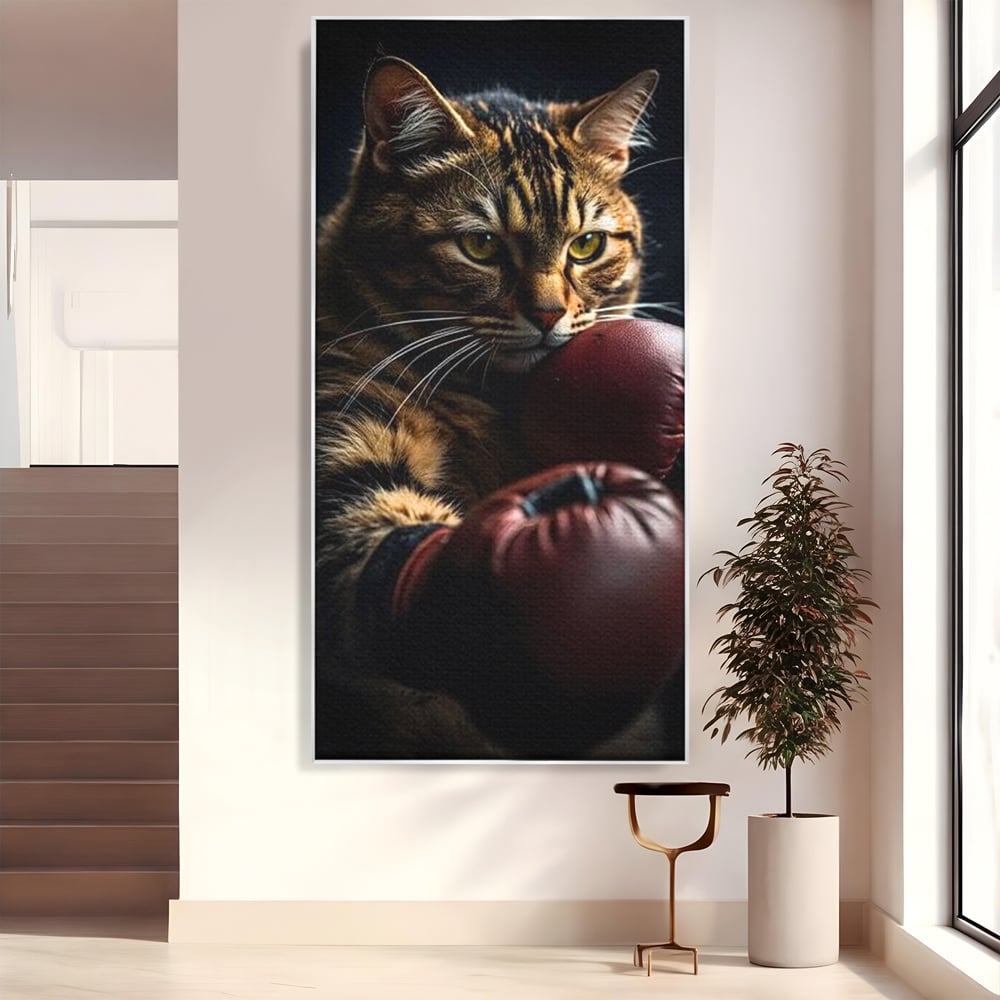 Tablou Canvas Premium, LuxCanva® M1228, Campion cu Blanita, Box, Campion, Manusi, Luptator, Motan, Duel, Victorie, Spirit, Motivational, Curaj, Birou, Living, Camera Copil