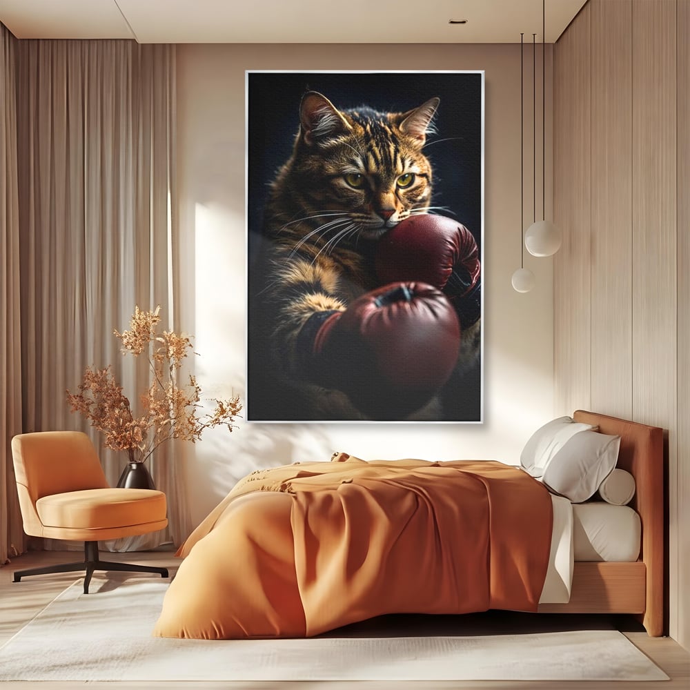 Tablou Canvas Premium, LuxCanva® M1228, Campion cu Blanita, Box, Campion, Manusi, Luptator, Motan, Duel, Victorie, Spirit, Motivational, Curaj, Birou, Living, Camera Copil