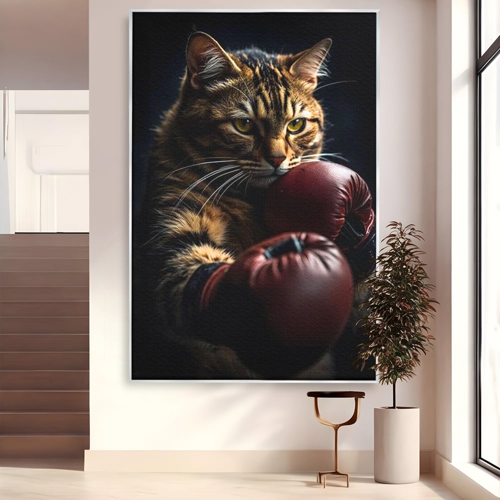 Tablou Canvas Premium, LuxCanva® M1228, Campion cu Blanita, Box, Campion, Manusi, Luptator, Motan, Duel, Victorie, Spirit, Motivational, Curaj, Birou, Living, Camera Copil