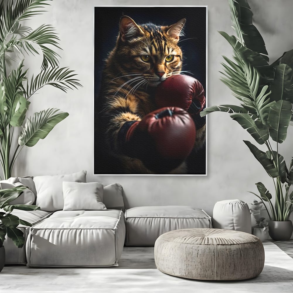 Tablou Canvas Premium, LuxCanva® M1228, Campion cu Blanita, Box, Campion, Manusi, Luptator, Motan, Duel, Victorie, Spirit, Motivational, Curaj, Birou, Living, Camera Copil