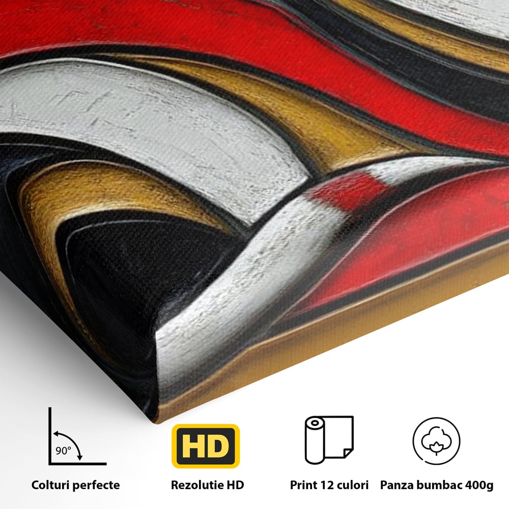 Tablou Canvas Premium, LuxCanva® M1230, Simfonia Mustatilor de Aur, Abstract, Felina, Grafica, Auriu, Profil, Elegant, Forme, Detalii, Antic, Birou, Living, Camera Copil