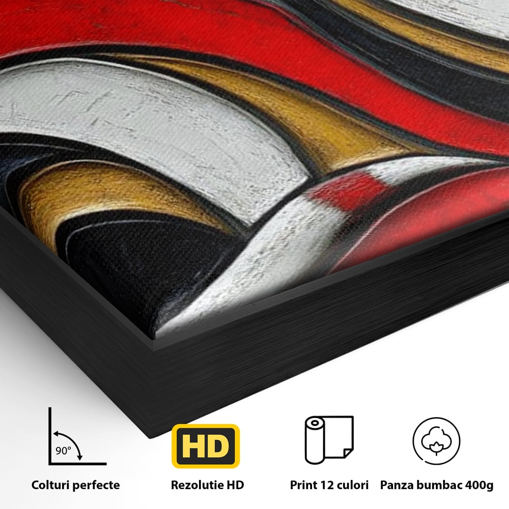 Tablou Canvas Premium, LuxCanva® M1230, Simfonia Mustatilor de Aur, Abstract, Felina, Grafica, Auriu, Profil, Elegant, Forme, Detalii, Antic, Birou, Living, Camera Copil