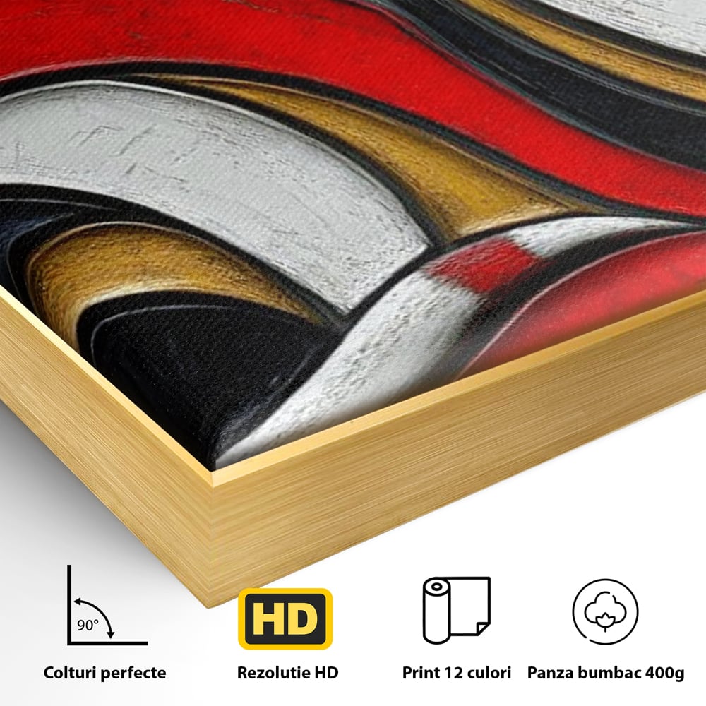Tablou Canvas Premium, LuxCanva® M1230, Simfonia Mustatilor de Aur, Abstract, Felina, Grafica, Auriu, Profil, Elegant, Forme, Detalii, Antic, Birou, Living, Camera Copil