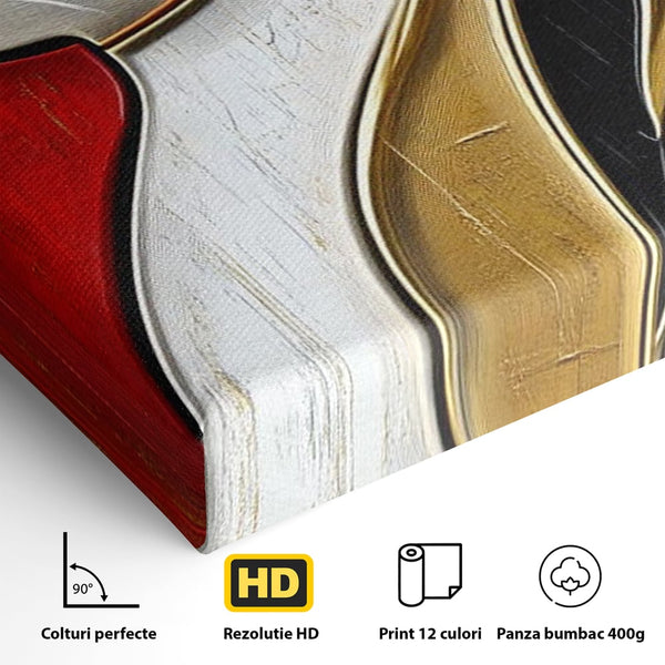 Tablou Canvas Premium, LuxCanva® M1231, Felina de Colectie, Arta Moderna, Pisica, Portret, Rosu, Veselie, Abstract, Auriu, Profil, Texturat, Artistic, Birou, Living, Camera Copil