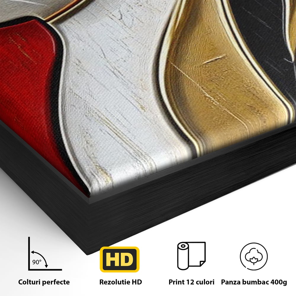 Tablou Canvas Premium, LuxCanva® M1231, Felina de Colectie, Arta Moderna, Pisica, Portret, Rosu, Veselie, Abstract, Auriu, Profil, Texturat, Artistic, Birou, Living, Camera Copil