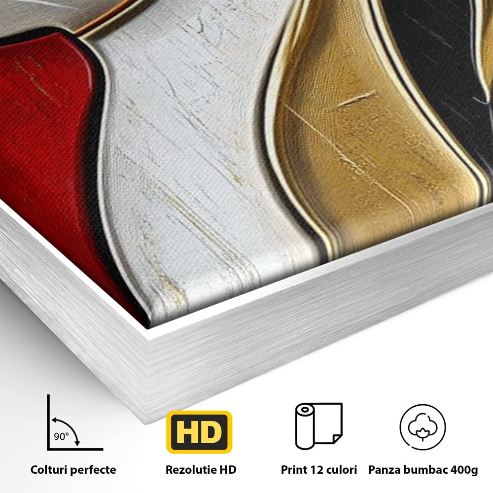 Tablou Canvas Premium, LuxCanva® M1231, Felina de Colectie, Arta Moderna, Pisica, Portret, Rosu, Veselie, Abstract, Auriu, Profil, Texturat, Artistic, Birou, Living, Camera Copil