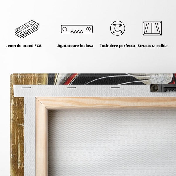 Tablou Canvas Premium, LuxCanva® M1231, Felina de Colectie, Arta Moderna, Pisica, Portret, Rosu, Veselie, Abstract, Auriu, Profil, Texturat, Artistic, Birou, Living, Camera Copil