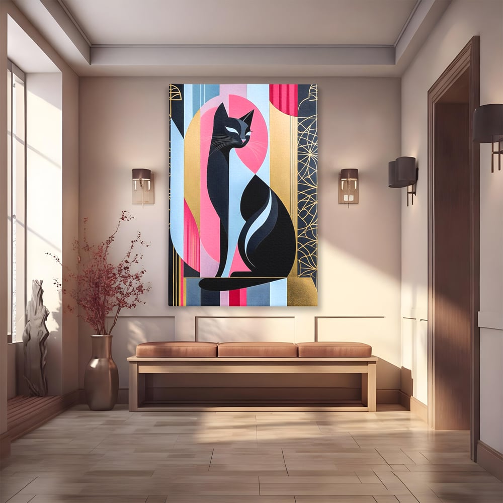 Leinwand Premium Canvas Wall Art, LuxCanva® M1232, Abstrakter Look, Silhouette, Modernismus, Art Deco, Abstrakt, Weiblich, Weiblich, Vertikal, Farbig, Farbenfroh, Luxus, Büro, Wohnen, Kinderzimmer