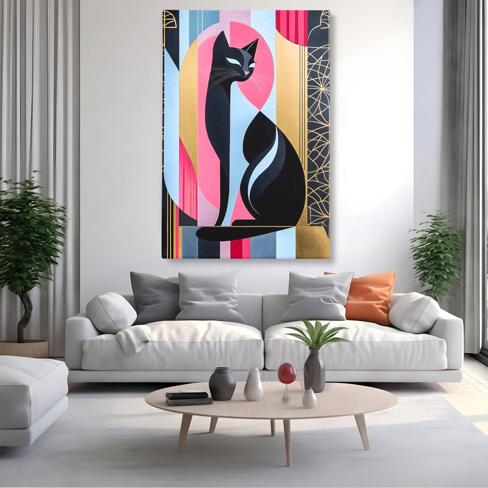 Leinwand Premium Canvas Wall Art, LuxCanva® M1232, Abstrakter Look, Silhouette, Modernismus, Art Deco, Abstrakt, Weiblich, Weiblich, Vertikal, Farbig, Farbenfroh, Luxus, Büro, Wohnen, Kinderzimmer