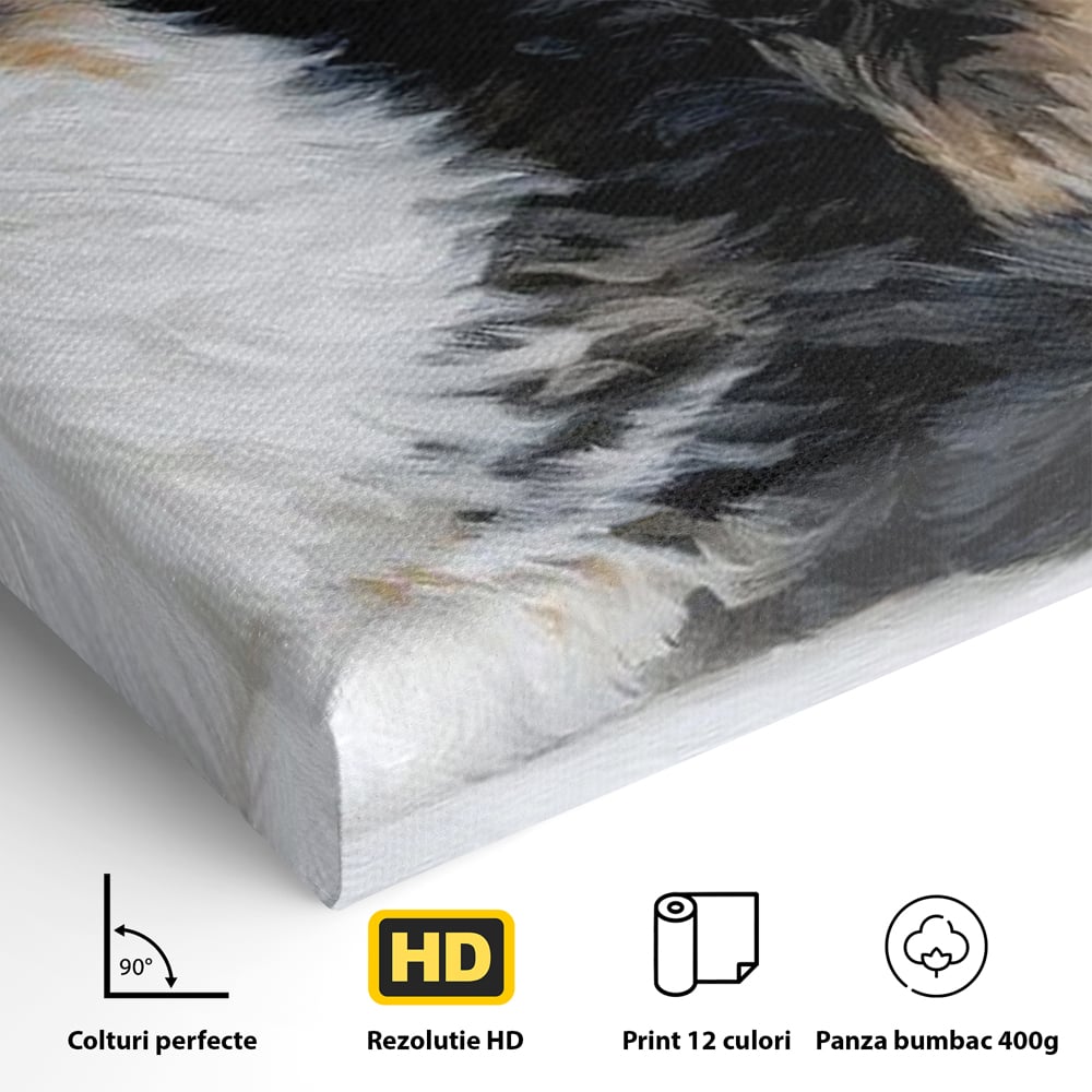 Tablou Canvas Premium, LuxCanva® M1240, Blanita Regala, Pufosenie, Auriu, Abstract, Blana, Pisica, Calico, Feminin, Elegant, Lux, Felina, Birou, Living, Camera Copil
