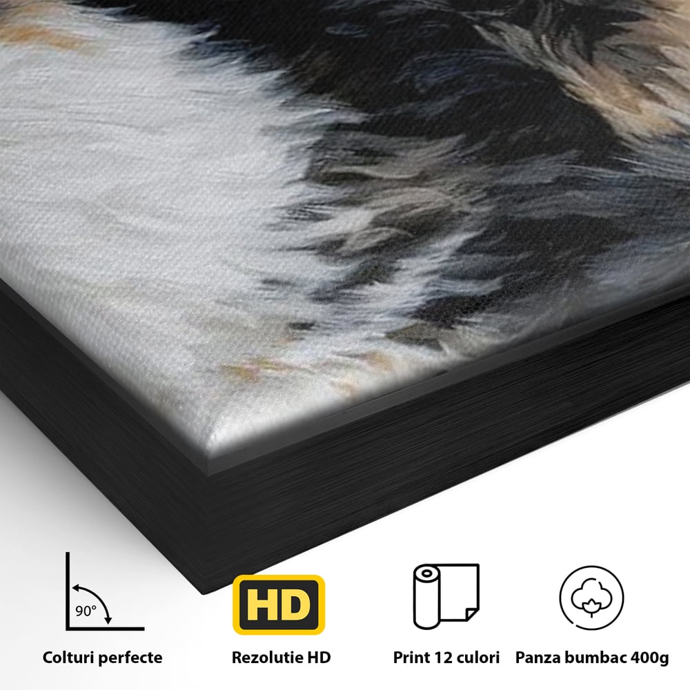 Tablou Canvas Premium, LuxCanva® M1240, Blanita Regala, Pufosenie, Auriu, Abstract, Blana, Pisica, Calico, Feminin, Elegant, Lux, Felina, Birou, Living, Camera Copil