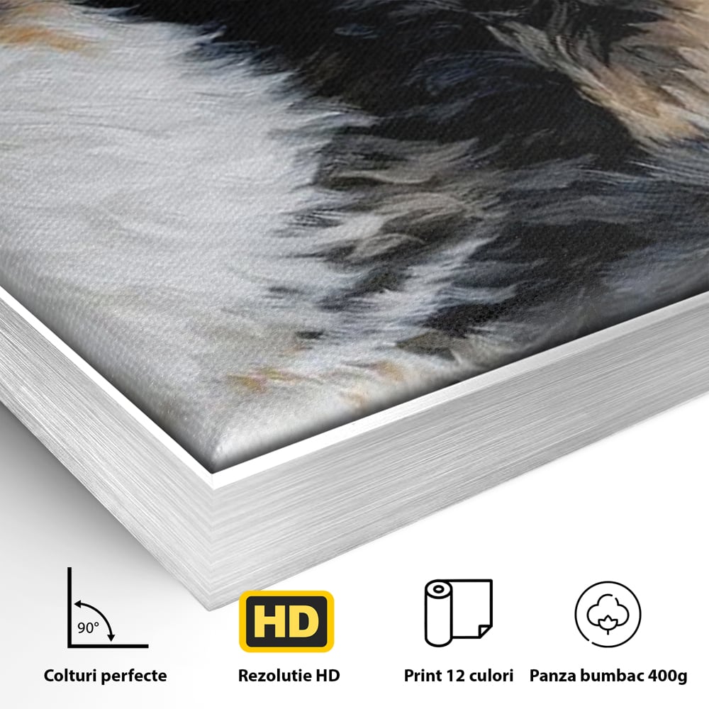 Tablou Canvas Premium, LuxCanva® M1240, Blanita Regala, Pufosenie, Auriu, Abstract, Blana, Pisica, Calico, Feminin, Elegant, Lux, Felina, Birou, Living, Camera Copil