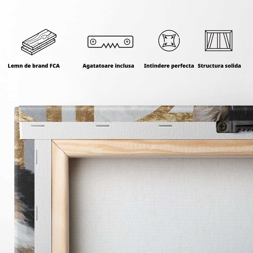 Tablou Canvas Premium, LuxCanva® M1240, Blanita Regala, Pufosenie, Auriu, Abstract, Blana, Pisica, Calico, Feminin, Elegant, Lux, Felina, Birou, Living, Camera Copil