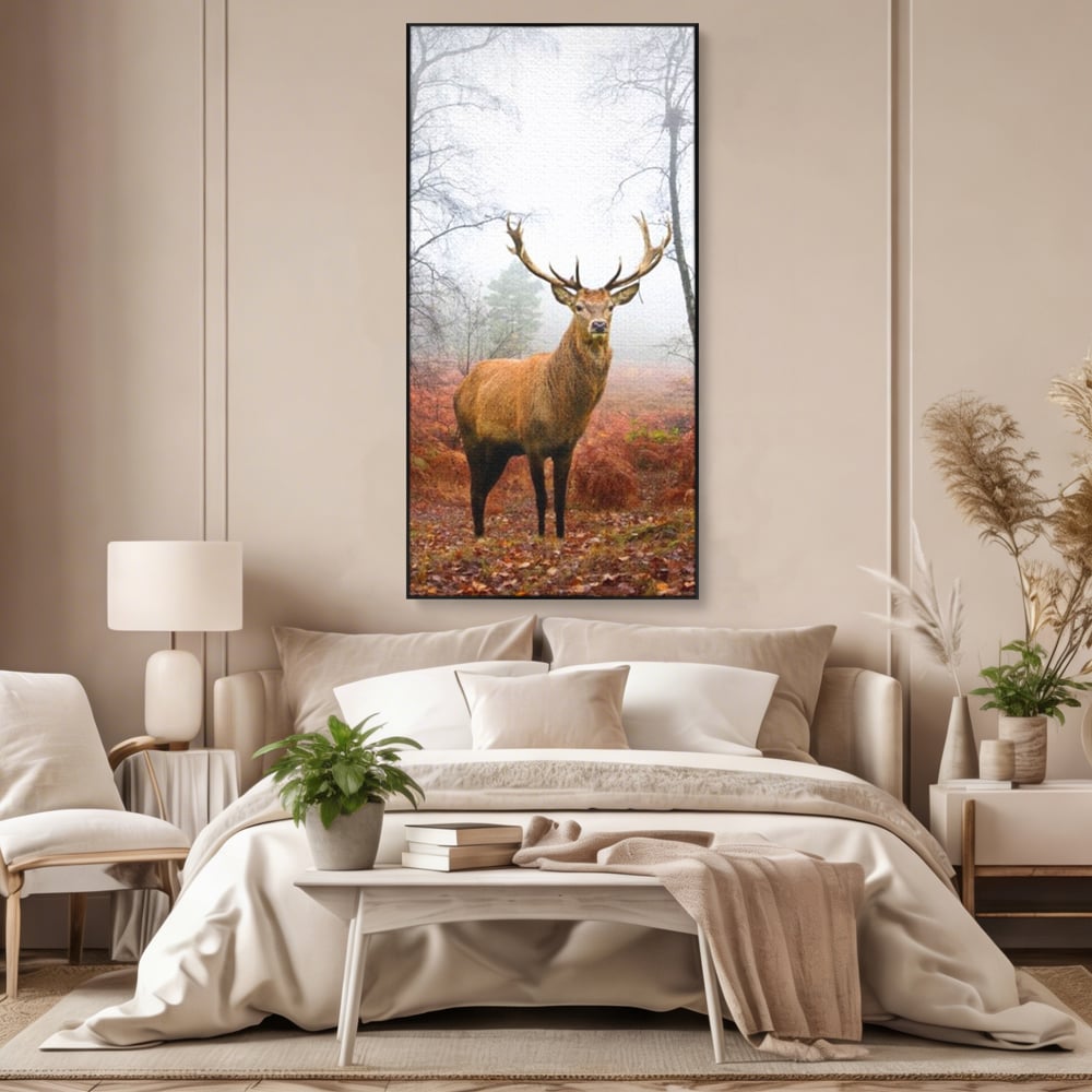 Tablou Canvas Premium, LuxCanva® M1242, Regele Codrilor, Cerb, Animale, Natura, Coarne, Mamifer, Fauna, Salbatic, Padure, Vegetatie, Habitat, Birou, Living, Camera Copil