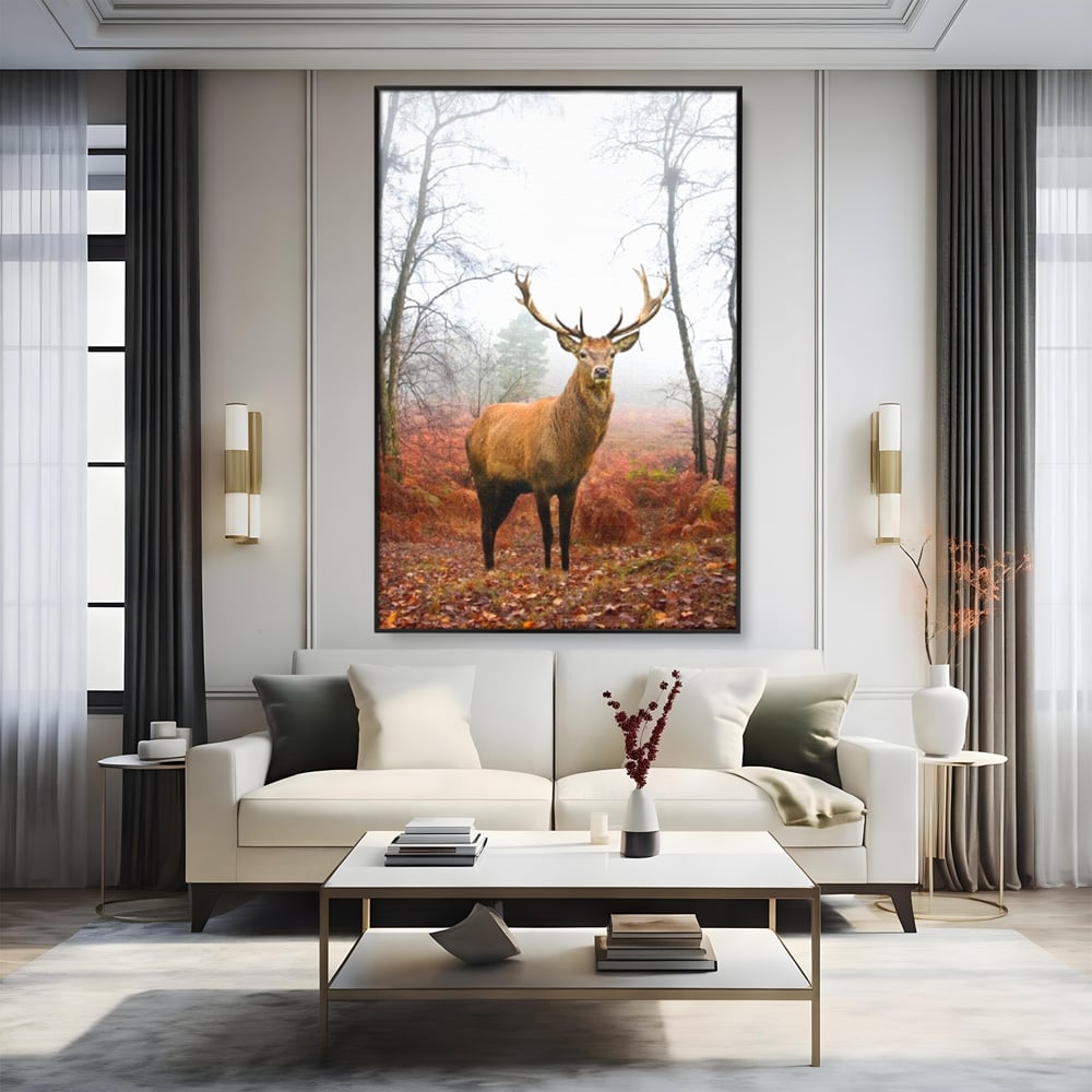 Tablou Canvas Premium, LuxCanva® M1242, Regele Codrilor, Cerb, Animale, Natura, Coarne, Mamifer, Fauna, Salbatic, Padure, Vegetatie, Habitat, Birou, Living, Camera Copil