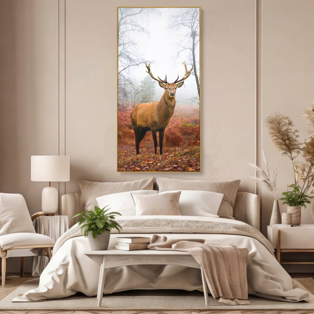 Tablou Canvas Premium, LuxCanva® M1242, Regele Codrilor, Cerb, Animale, Natura, Coarne, Mamifer, Fauna, Salbatic, Padure, Vegetatie, Habitat, Birou, Living, Camera Copil