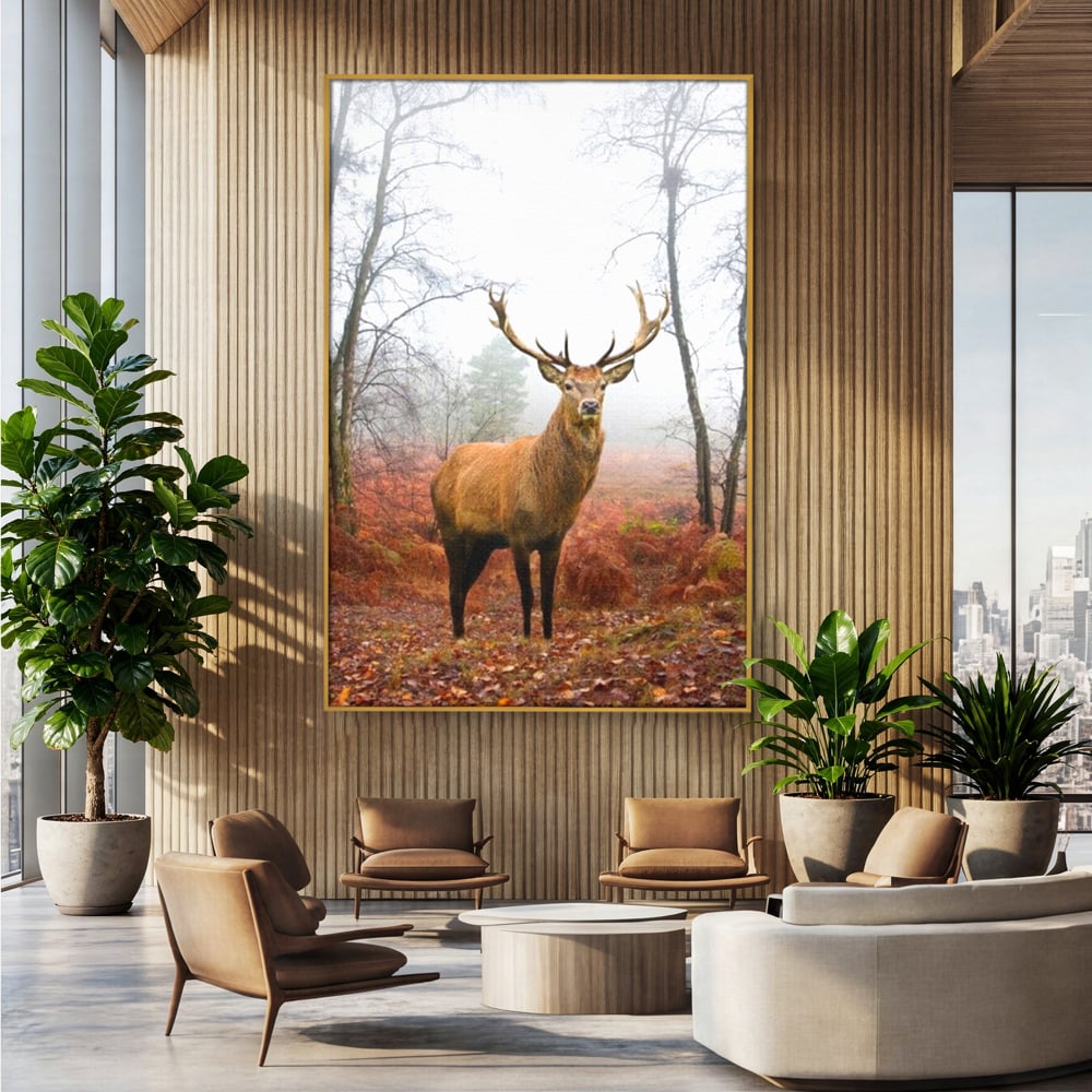 Tablou Canvas Premium, LuxCanva® M1242, Regele Codrilor, Cerb, Animale, Natura, Coarne, Mamifer, Fauna, Salbatic, Padure, Vegetatie, Habitat, Birou, Living, Camera Copil