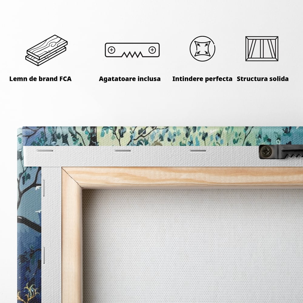 Fotoleinwand Canvas Premium, LuxCanva® M1244, Goldener Hirsch Tanz, Goldener Hirsch, Wald, Baum, Blätter, Nacht, Golden, Nacht, Golden, Hirsch, Magie, Hell, Mond, Mondlicht, Natur, Büro, Wohnen, Kinderzimmer