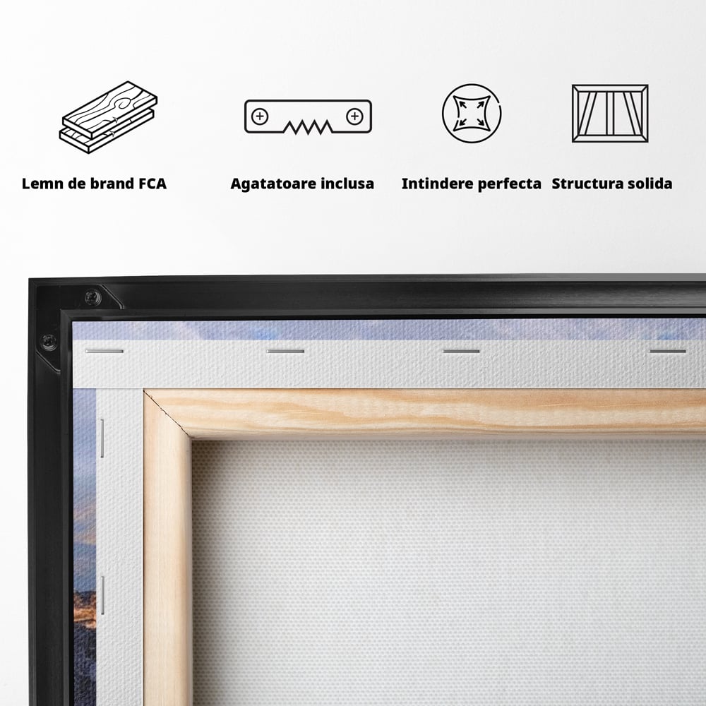 Tablou Canvas Premium, LuxCanva® M1245, Printre Nori si Stanci, Elan, Munti, Peisaj, Copaci, Apus, Natura, Mamifer, Orizont, Solitudine, Cer, Nori, Birou, Living, Camera Copil