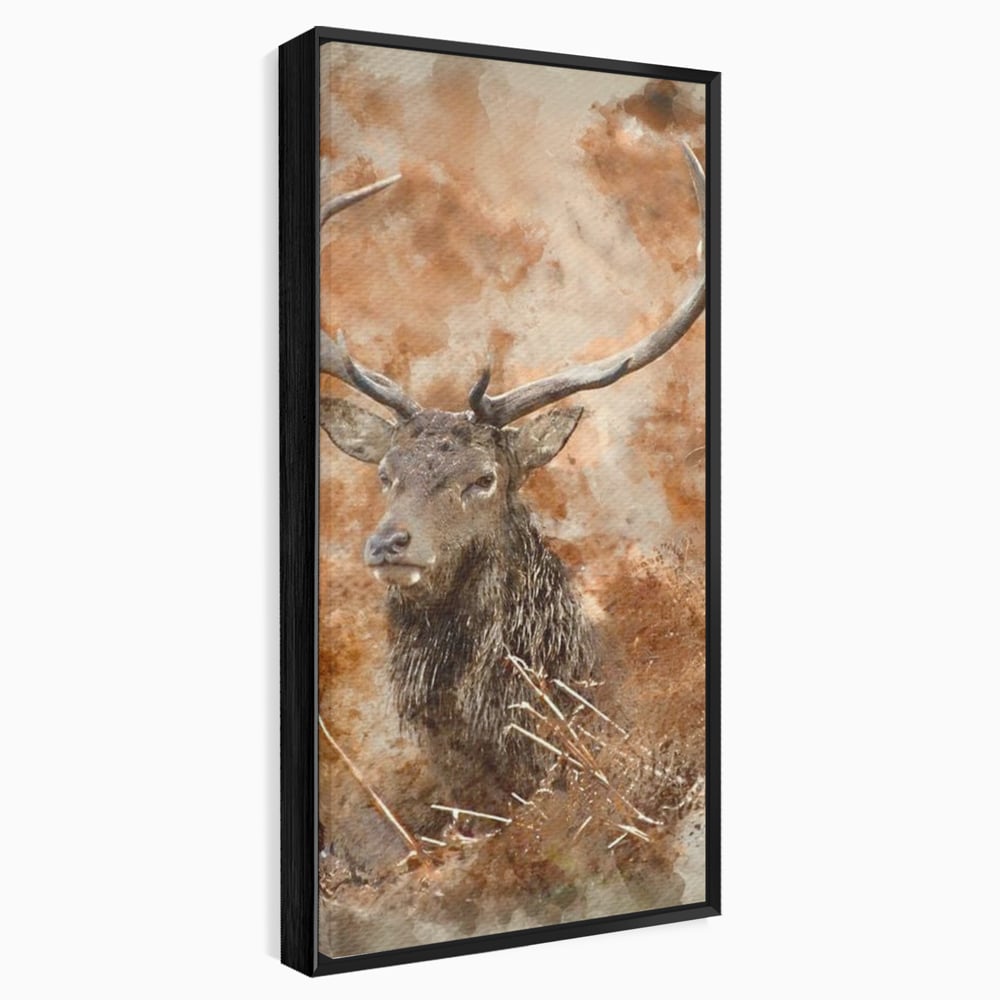 Tablou Canvas Premium, LuxCanva® M1247, Regatul Brun, Portret, Padure, Salbaticie, Brun, Cerb, Toamna, Rustic, Natura, Noblete, Mamifer, Pictura, Birou, Living, Camera Copil