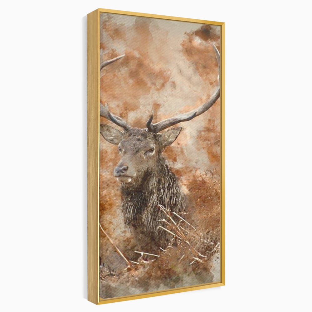 Tablou Canvas Premium, LuxCanva® M1247, Regatul Brun, Portret, Padure, Salbaticie, Brun, Cerb, Toamna, Rustic, Natura, Noblete, Mamifer, Pictura, Birou, Living, Camera Copil