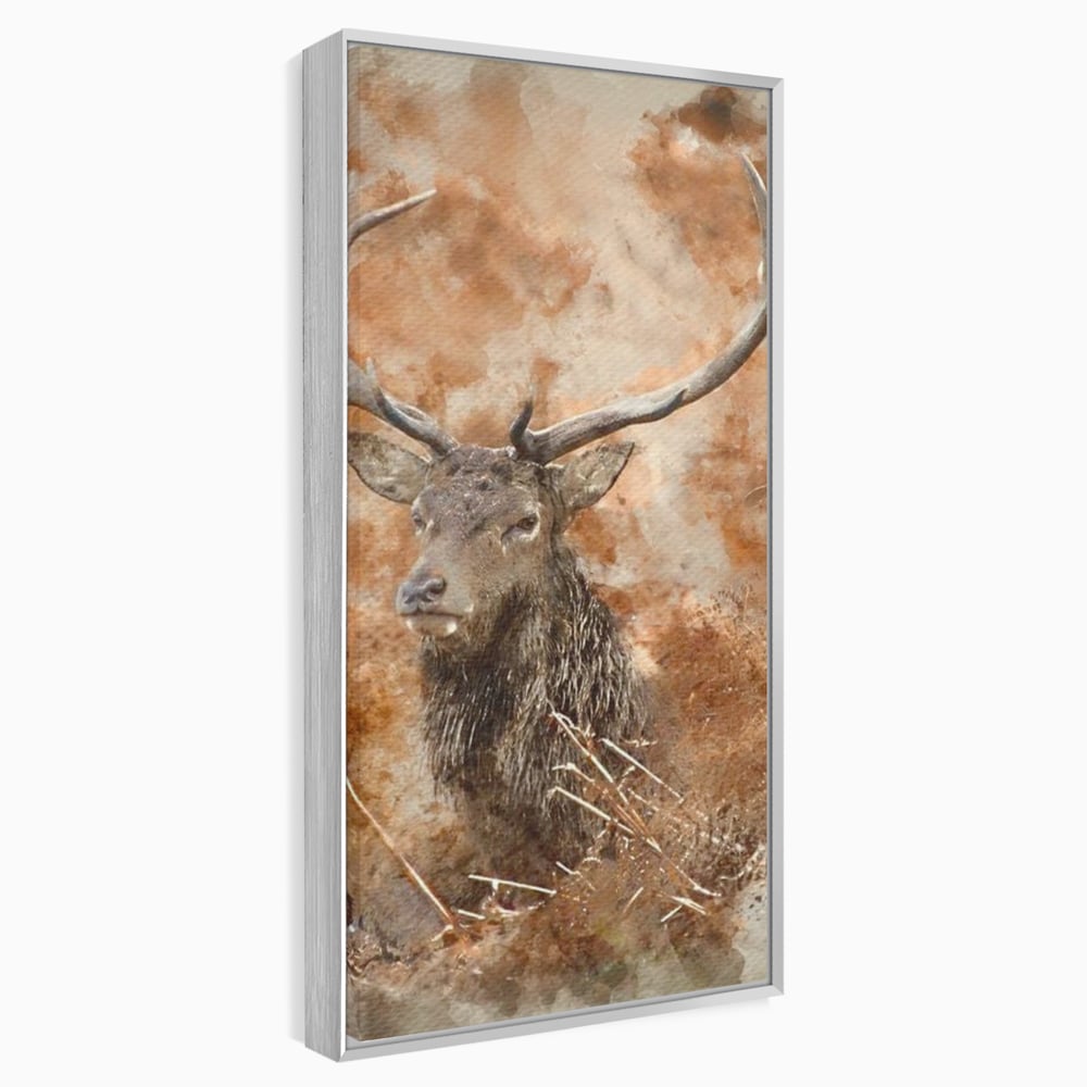 Tablou Canvas Premium, LuxCanva® M1247, Regatul Brun, Portret, Padure, Salbaticie, Brun, Cerb, Toamna, Rustic, Natura, Noblete, Mamifer, Pictura, Birou, Living, Camera Copil