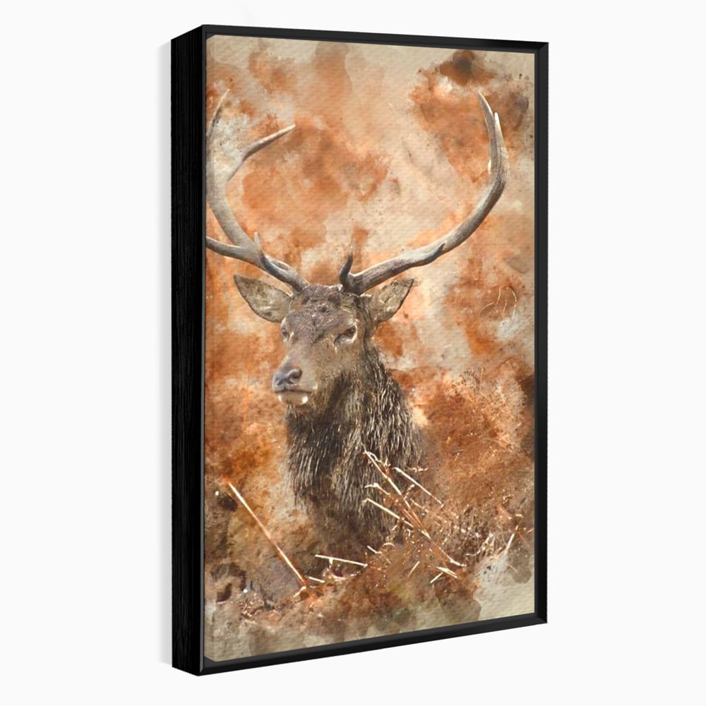 Tablou Canvas Premium, LuxCanva® M1247, Regatul Brun, Portret, Padure, Salbaticie, Brun, Cerb, Toamna, Rustic, Natura, Noblete, Mamifer, Pictura, Birou, Living, Camera Copil