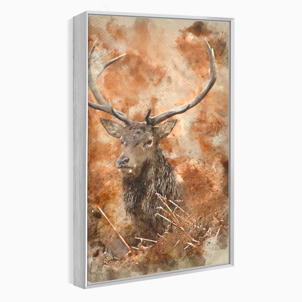 Tablou Canvas Premium, LuxCanva® M1247, Regatul Brun, Portret, Padure, Salbaticie, Brun, Cerb, Toamna, Rustic, Natura, Noblete, Mamifer, Pictura, Birou, Living, Camera Copil