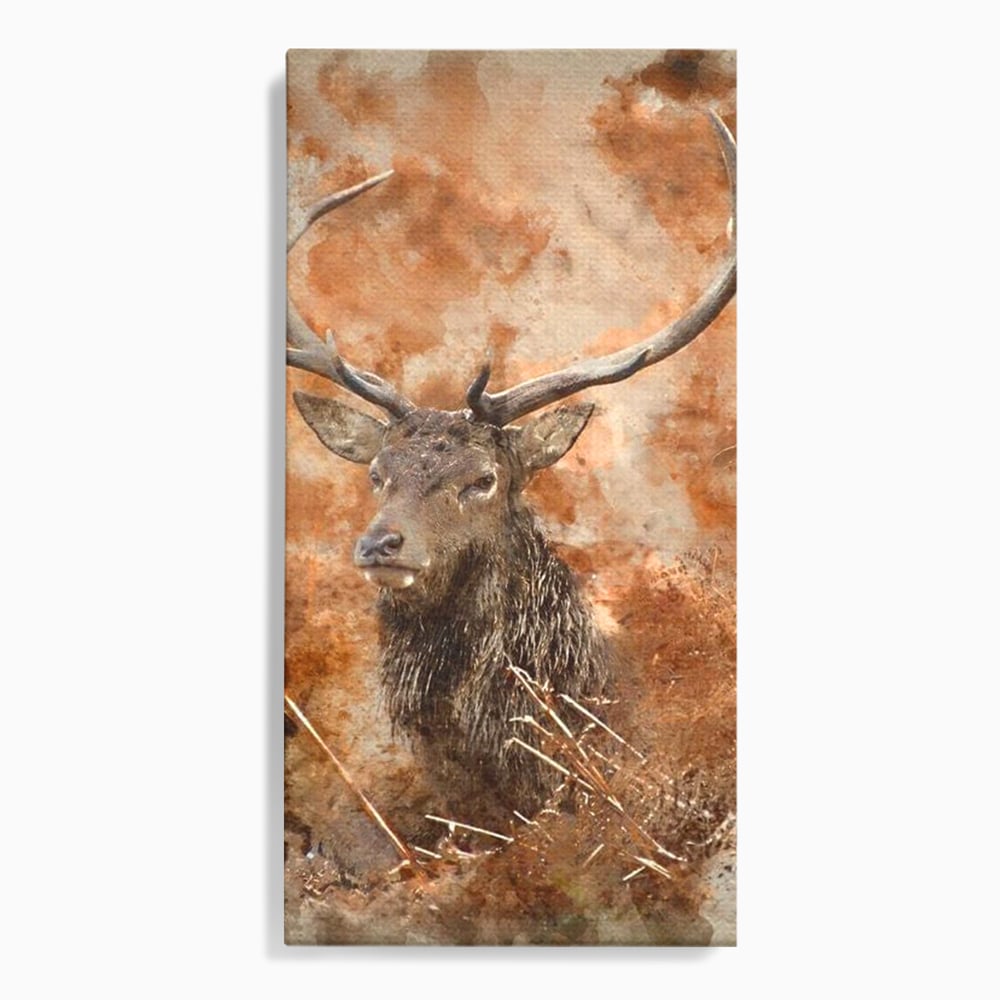 Tablou Canvas Premium, LuxCanva® M1247, Regatul Brun, Portret, Padure, Salbaticie, Brun, Cerb, Toamna, Rustic, Natura, Noblete, Mamifer, Pictura, Birou, Living, Camera Copil