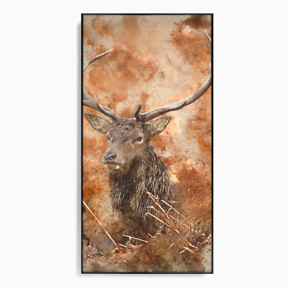 Tablou Canvas Premium, LuxCanva® M1247, Regatul Brun, Portret, Padure, Salbaticie, Brun, Cerb, Toamna, Rustic, Natura, Noblete, Mamifer, Pictura, Birou, Living, Camera Copil