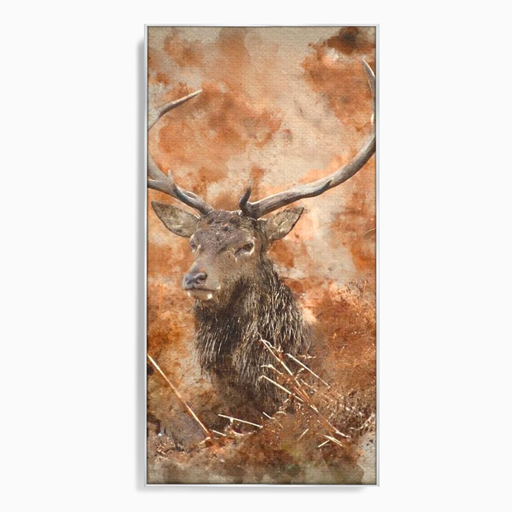 Tablou Canvas Premium, LuxCanva® M1247, Regatul Brun, Portret, Padure, Salbaticie, Brun, Cerb, Toamna, Rustic, Natura, Noblete, Mamifer, Pictura, Birou, Living, Camera Copil