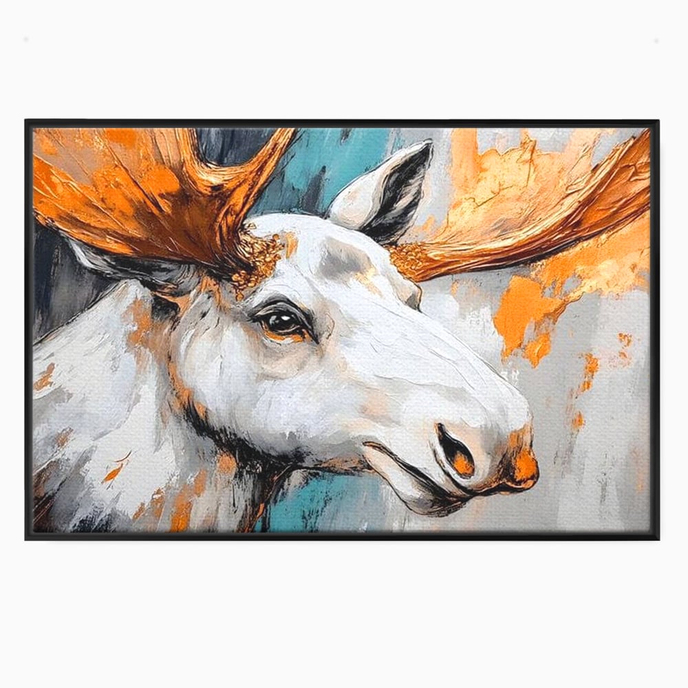 Tablou Canvas Premium, LuxCanva® M1248, Chemarea Nordului, Elan, Tundra, Nordic, Arctic, Mamifer, Coarne, Portret, Animal, Pictura, Magnific, Birou, Living, Camera Copil