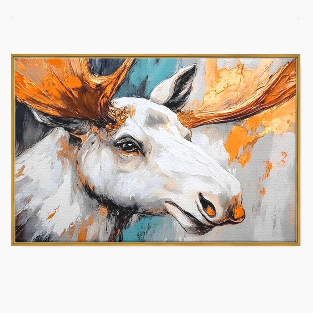 Tablou Canvas Premium, LuxCanva® M1248, Chemarea Nordului, Elan, Tundra, Nordic, Arctic, Mamifer, Coarne, Portret, Animal, Pictura, Magnific, Birou, Living, Camera Copil