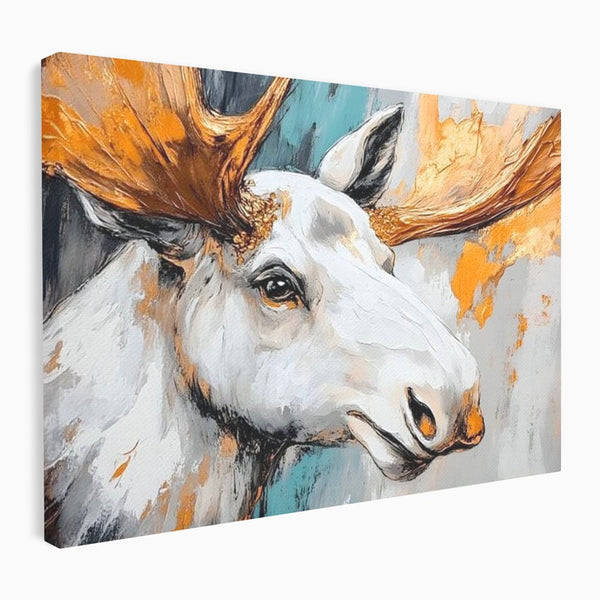 Tablou Canvas Premium, LuxCanva® M1248, Chemarea Nordului, Elan, Tundra, Nordic, Arctic, Mamifer, Coarne, Portret, Animal, Pictura, Magnific, Birou, Living, Camera Copil