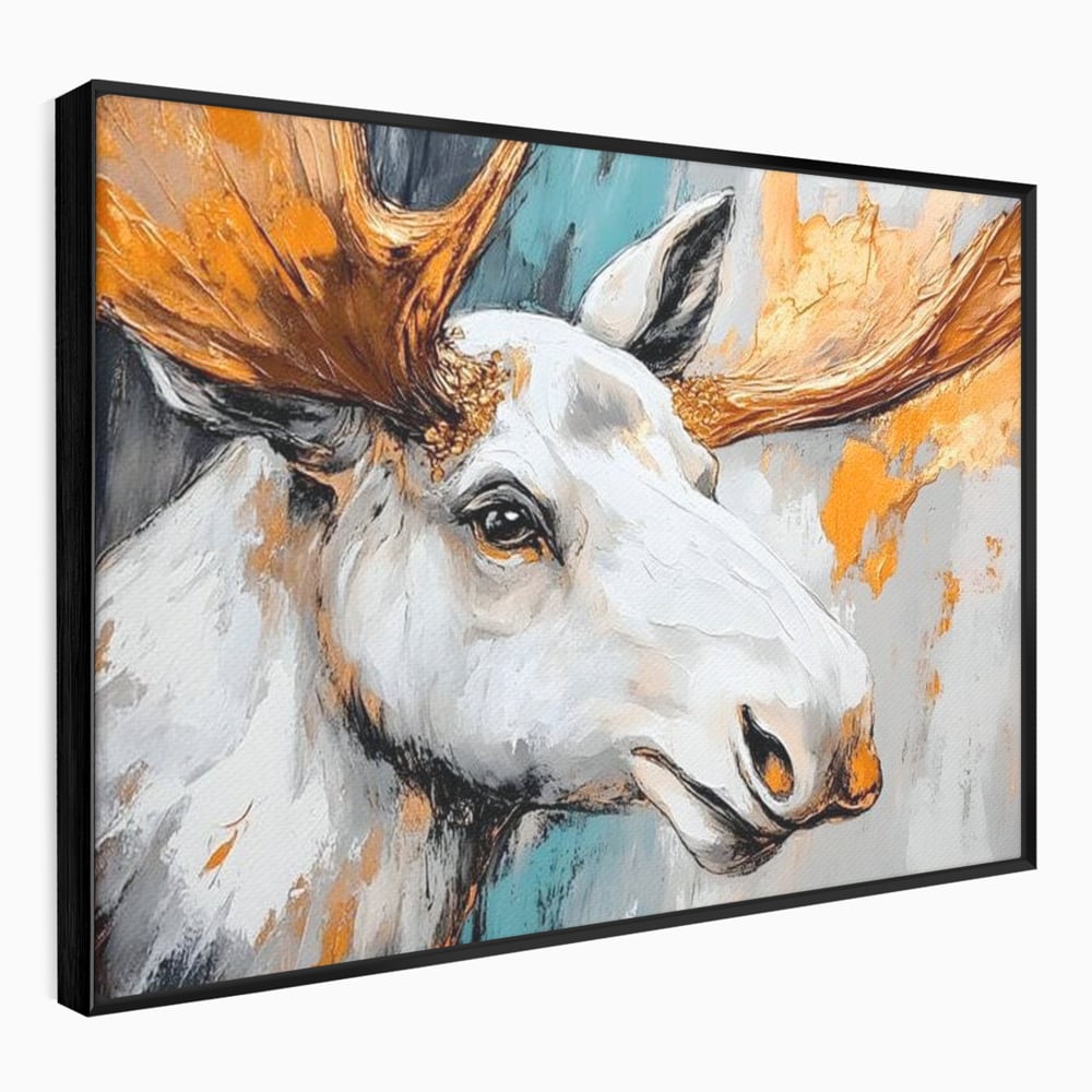 Tablou Canvas Premium, LuxCanva® M1248, Chemarea Nordului, Elan, Tundra, Nordic, Arctic, Mamifer, Coarne, Portret, Animal, Pictura, Magnific, Birou, Living, Camera Copil